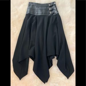 Escada leather waist wool skirt